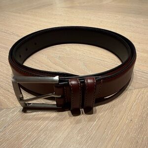 Elegant Brown Leather Belt with Silver Buckle